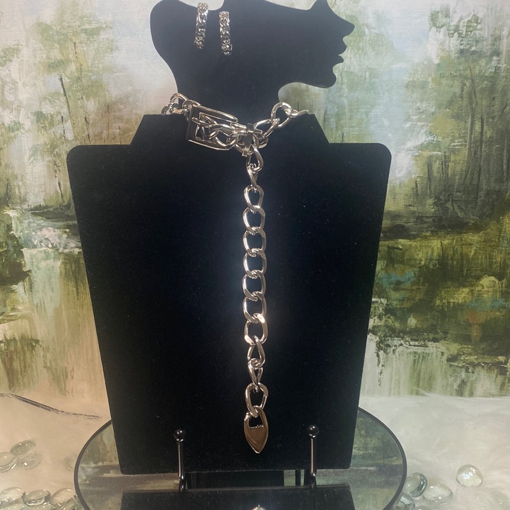 NWOT 2pc Silver Tone Chain Link🔗 Necklace & Earrings Set